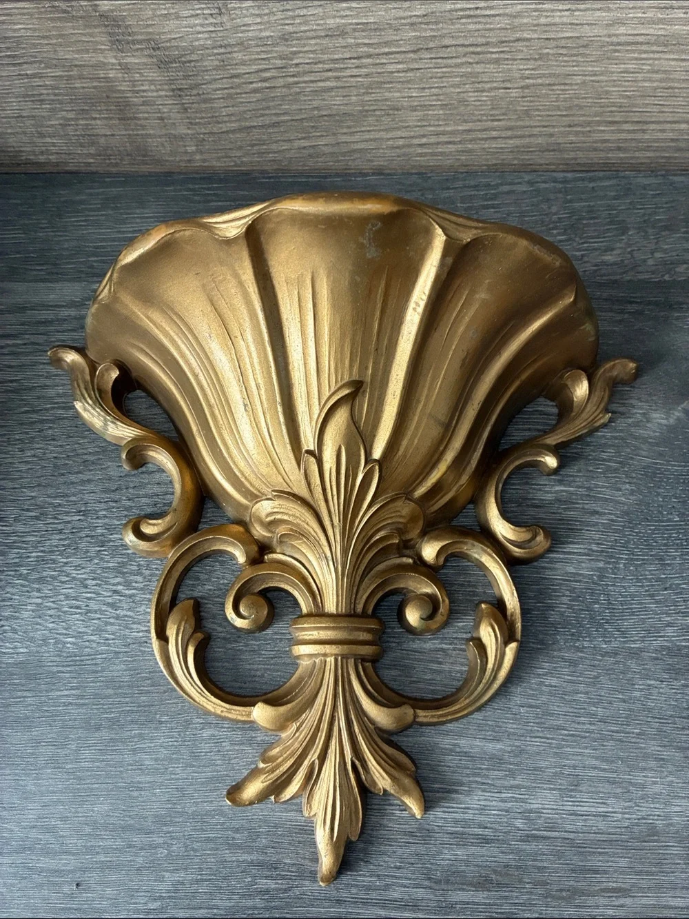 Set of 2 Vintage Resin Gold Wall Pocket Planter Hollywood Regency Syroco Style